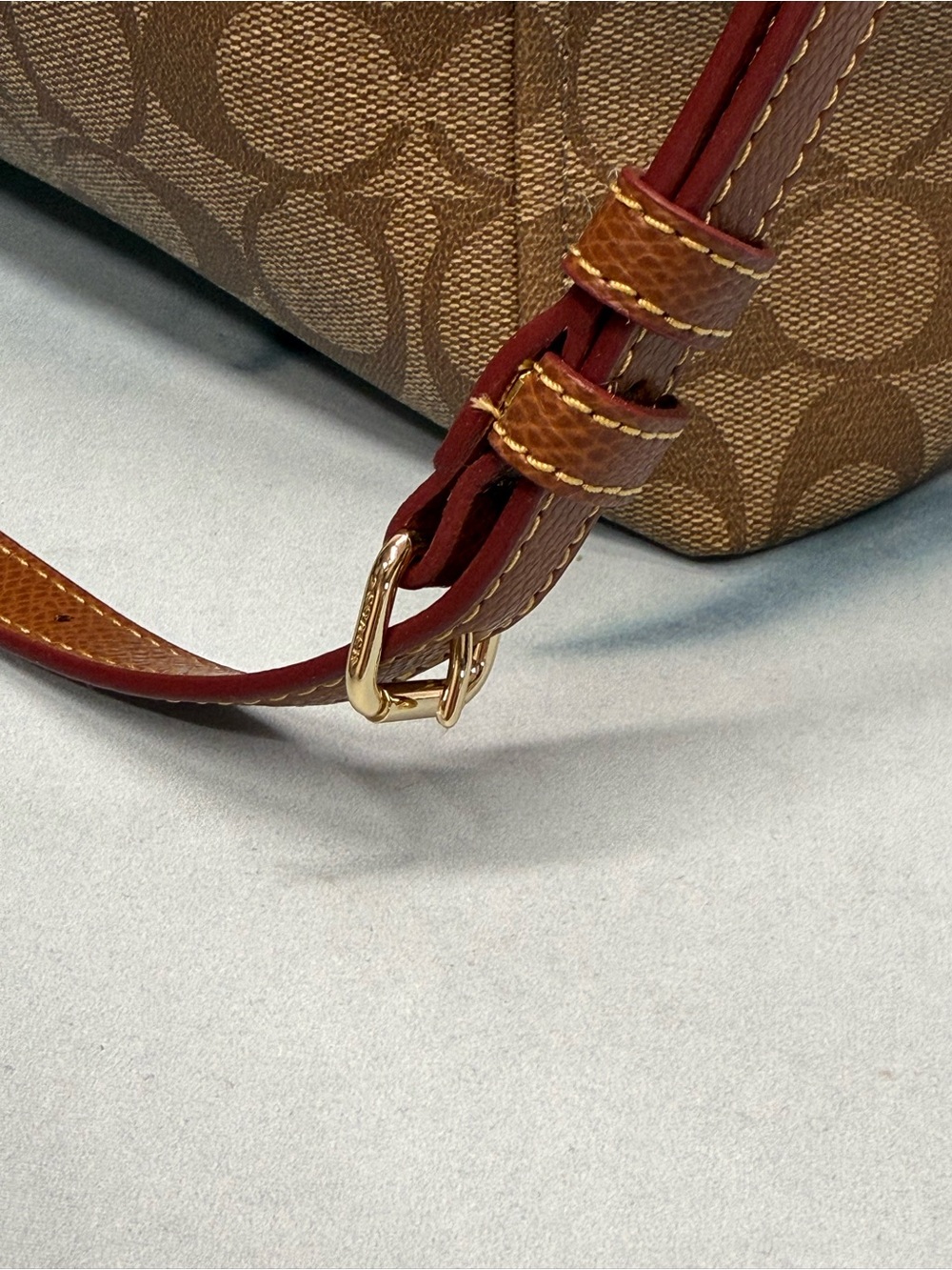 (new+tag) Coach Signature Tote / Shoulder Bag / Crossbody in Khaki Saddle Brown - Picture 14 of 16